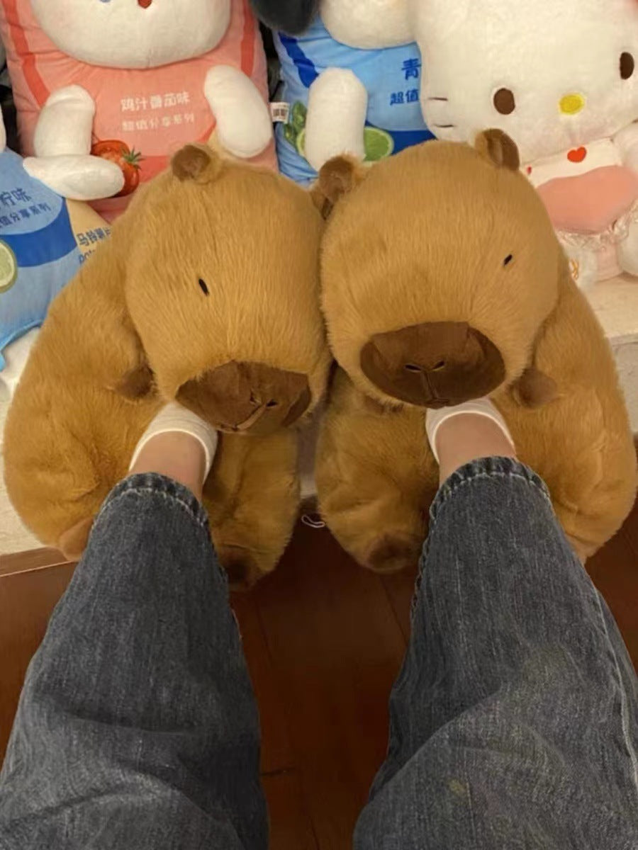 Cozy Capybara Plush Slippers  – Ultra Soft, Cute Home Slippers for Chill Nights & Aesthetic Comfort