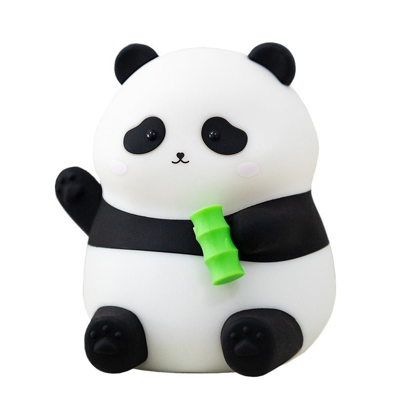 Panda Small Night Lamp USB Charging Two-gear Dimming Timing Pat Silicone Light LED Light