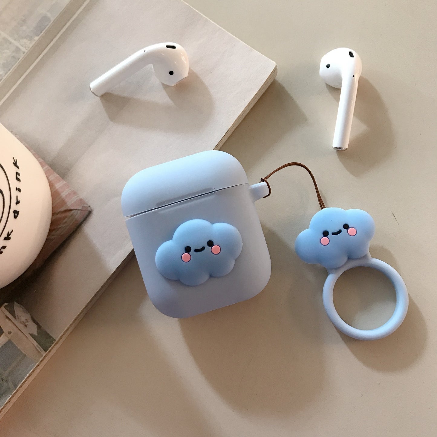 Bluetooth Headset Protection Storage Box Cartoon Silicone Ring Rope