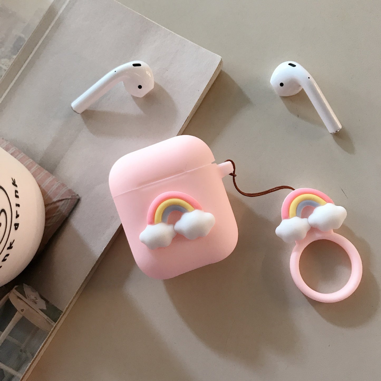 Bluetooth Headset Protection Storage Box Cartoon Silicone Ring Rope